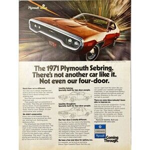 Chrysler Sebring 2-Door "There's not another car like it" Vintage Print Ad 1970